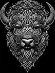 Celtic Tribal Bison on black vneck