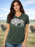 Oklahoma Green Buffalo V-neck