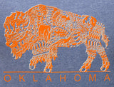 Orange Bison on Blue next level hoodie.